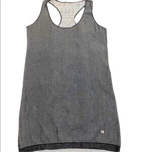 Pure Barre Gray & Black Stretchy Racerback Mixed Print Back Tank Top, Size XS*